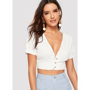 NWT Crop Top Button Front